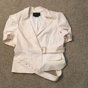 A cream colored BCBG Jacket.